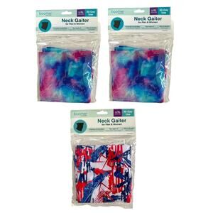 Set of 3 Boomer Naturals Nano Silver Technology Neck Gaiter Size L/XL Multicolor
